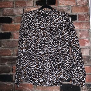 J. Crew Animal Print Slim Perfect Shirt